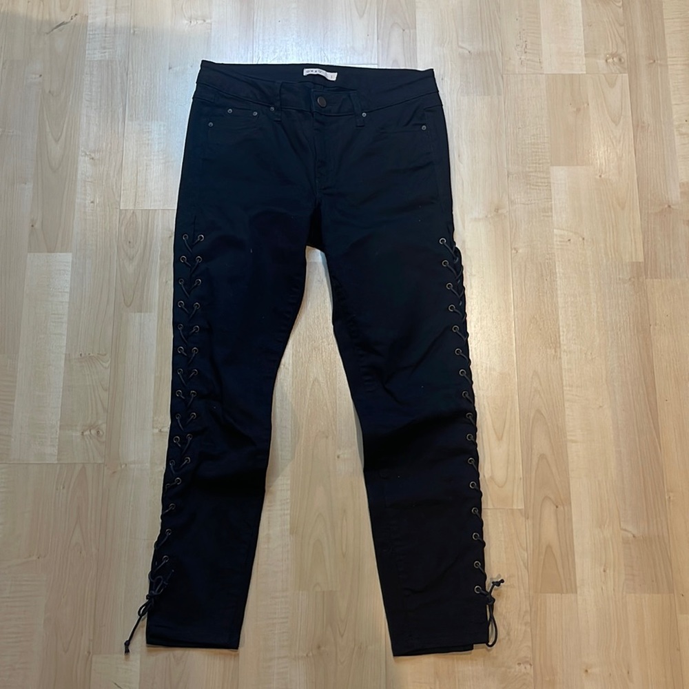 Black Lace-Up Women's Pants